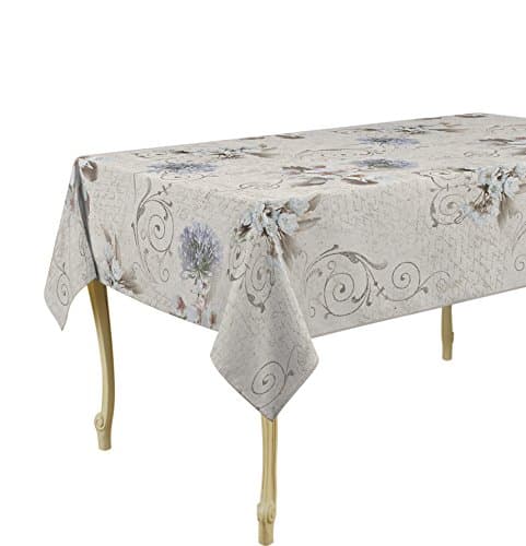 My Jolie Home 60 x 120-Inch Rectangular Tablecloth White Romance, Stain Resistant, Washable, Liquid Spills, Seats 10 to 12 People (Other Size: 63" Round, 60 x 80, 60 x 95).