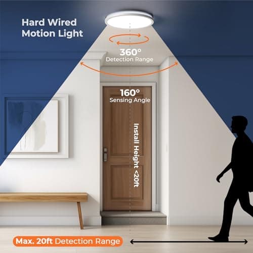 Matane 2Pack Motion Sensor LED Ceiling Light with Remote, 12 Inch Wired Flush Mount Ceiling Light 3000K 4000K 5000K, 2400LM Dimmable Motion Sensor Light Indoor for Closet Hallway Laundry Stairs White