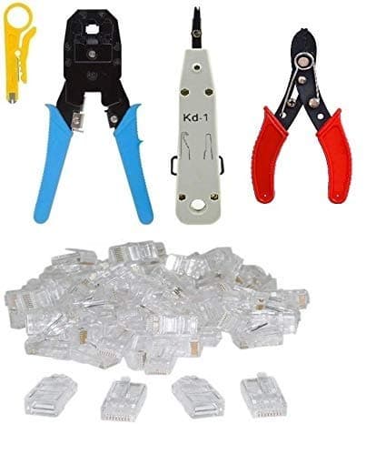 Inditrust KD1 Punch Down Tool + RJ11 RJ45 Crimping Tool + Wire Stripper & Cutter + 50PC RJ45 Connector
