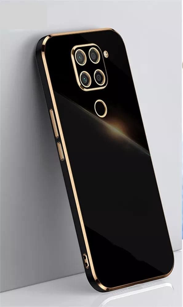 for Redmi Note 9 Luxury Square Plating Phone Case Solid Color Soft Silicone Back Cover (for Redmi Note 9 (Black)