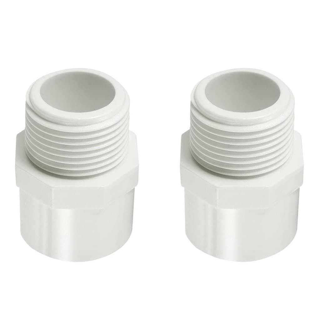 2" PVC Pipe Fitting Adapter Connector Union Coupling Schedule 40 (Slip Socket x NPT Male Pipe Thread), Pack of 2