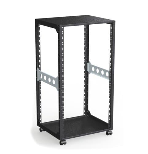21U 482.6mm (19") Mini Rack - Open Frame - 440 mm Depth - Black - Server Enclosure Studio Cabinet - Flight case