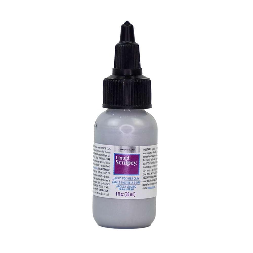 Liquid Sculpey Liquid Polymer Oven-Bake Clay, Silver, 1 oz. Bottle, Great for Jewelry, Holiday, DIY, Mixed Media, Window clings, Home décor and More! Great for Beginners to Artists!