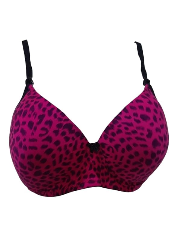 Women's Essentials Allure Printed Padded Bra | Adjustable Straps | Non-Wired Cups | 3-Level Hooks | Pink