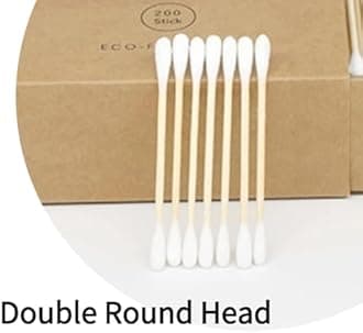 2000 PCs Premium Cotton Swabs Natural Cotton Buds Biodegradable Organic Double Tips for Ear Wax Removal (2000PCs,Black)