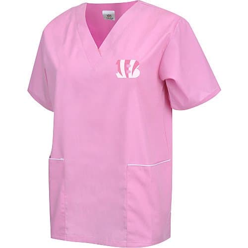 Women's Scrub Top, Cincinnati Bengals, Pink