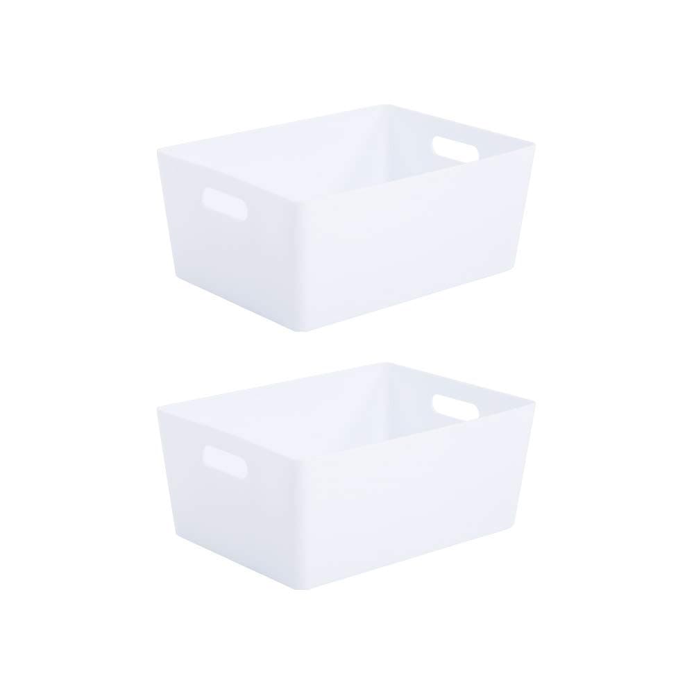 Wham Bam 5.02 Ice White Plastic Studio Storage Baskets Office Home & Kitchen Tidy Organiser 35 x 26 x 15cm (2 Baskets)