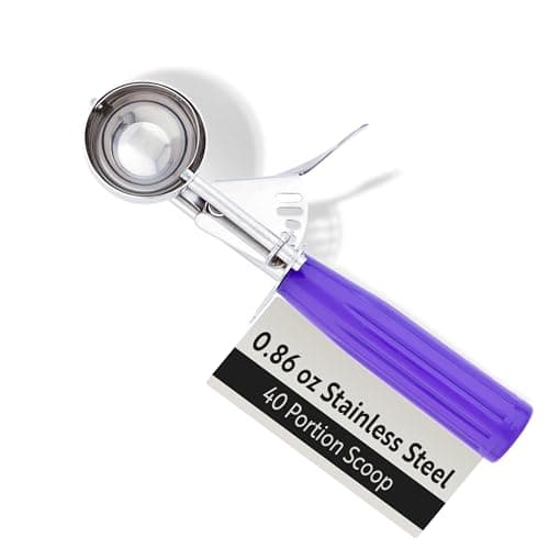 Restaurantware Met Lux 0.86 Ounce Portion Scoop, 1 Durable Cookie Scoop - #40, With Orchid Handle, Stainless Steel Disher, For Portion Control, Scoop Cookie Dough, Cupcake Batter, or Ice Cream,Silver