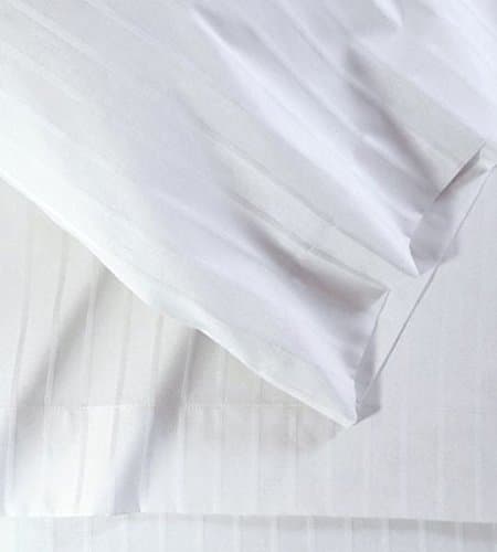 Myra Home Collection Egyptian Cotton 700 Thread Count 4PC Sheet Set 15 inch Deep Pocket - Damask White Stripe, King