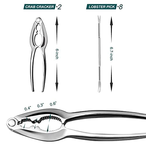 Hiware 10-piece Seafood Tools Set, 2 Lobster Crackers and 8 Seafood Forks