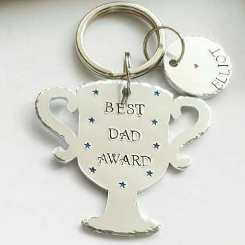 Personalised Keyring, Daddy Gift, Best Dad Award Trophy Keychain