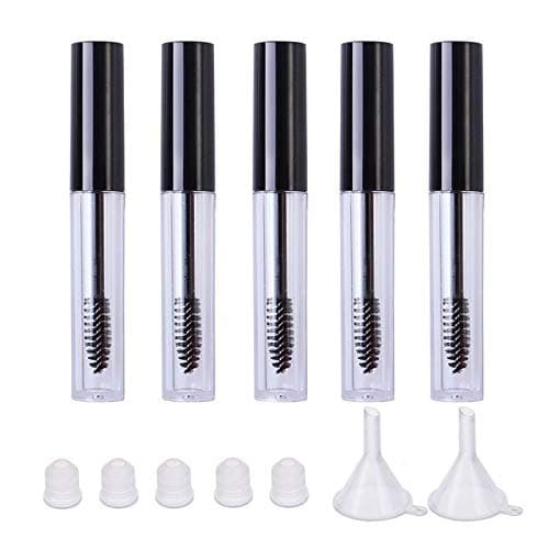 Rocutus 10pcs Empty plastic Mascara Tube Mascara wands,Empty Plastic Mascara Tube Eyelash Wands With Black Cape for Eyelash Growth Medium Mascara