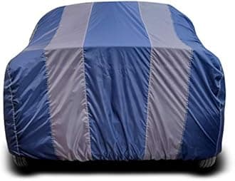 Car Cover Compatible with Innova with Mirror Pocket Triple Stitched Bottom Elastic Water Resistant UV Protection & Dustproof Car Cover-Blue & Grey