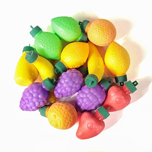 4YoreElves 60 Pack Plastic Fruit Filled with Powder Candy - Fruit Shaped Powder-Filled Candy, Novelty Fruit Candy, Retro Candy [60x 8g]