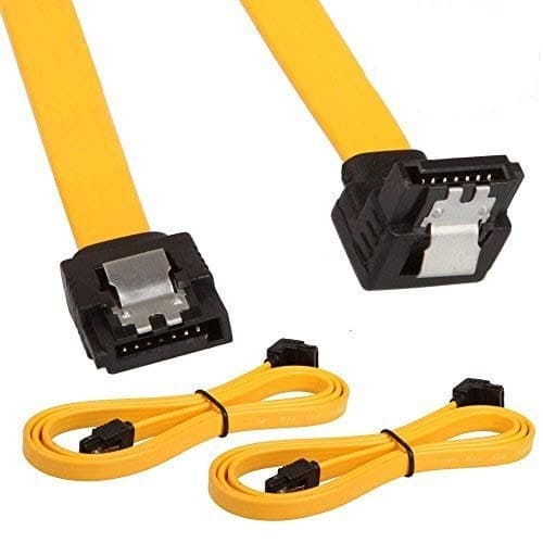 2Pack 90 Degree Right-Angle SATA III Cable 6.0 Gbps with Locking Latch 32Inch Yellow