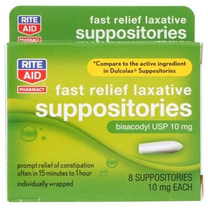 Rite Aid Pharmacy Laxative, Fast Relief, 10 mg, Suppositories, 8 Suppositories