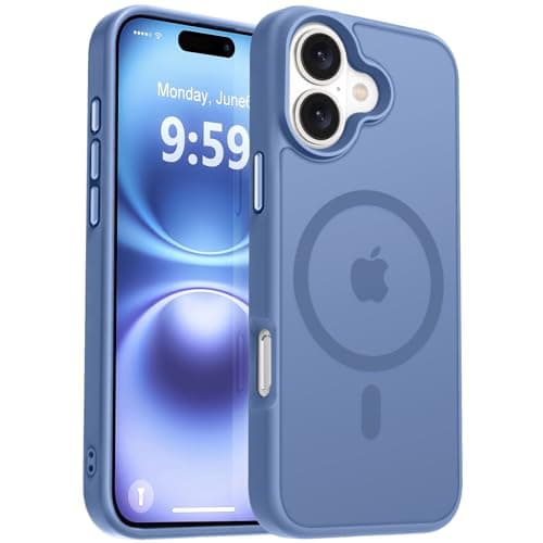 MOCCA Strong Magnetic for iPhone 16 Case, [Compatible with Magsafe][16FT Mil-Grade Drop Protection] Slim Thin Translucent Matte Protective Cover Case for iPhone 16 Phone Case 6.1", Blue