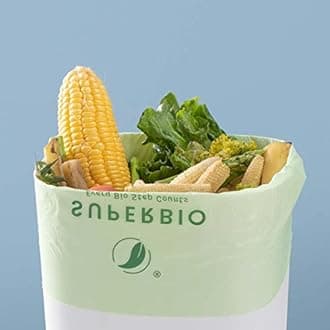 SUPERBIO 2.6 Gallon Compostable Bags, 100 Count, 2 Pack, 9.84L, Handle Tie Food Waste Bags, BPI and OK compost INDUSTRIAL Certified