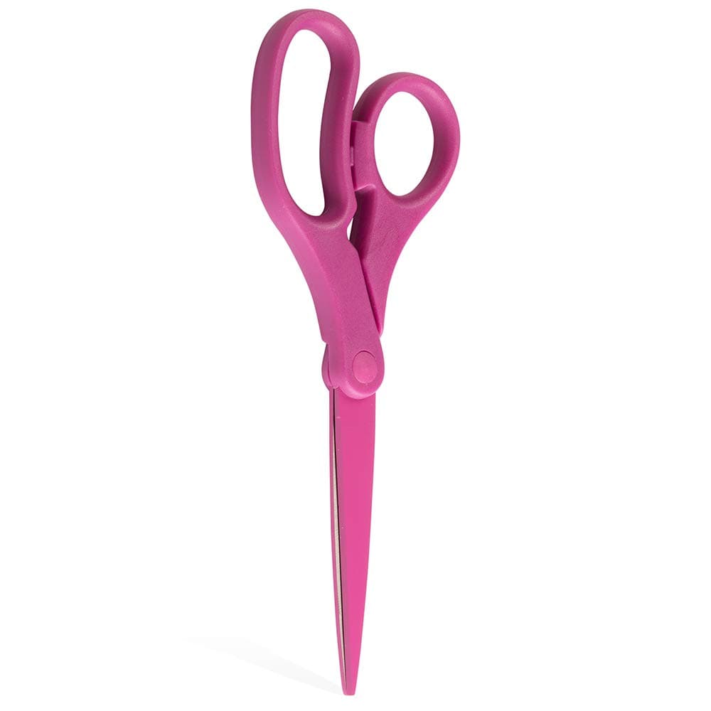 JAM PAPER Multi-Purpose Precision Scissors - 8 Inch - Fuchsia Pink - Ergonomic Handle & Stainless Steel Blades - Sold Individually