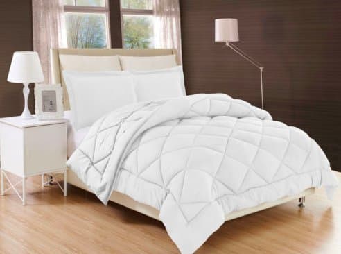 3PC Diamond Stitched Quilted Down Alternative Comforter Bed Cover Ultra Plush (white, King/Calking)
