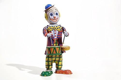 Drumming Clown walking robot mechanical clockwork retro tin toy replica