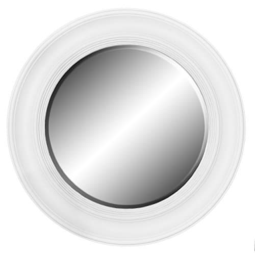 Sheffield Home Framed Round Wall Mirror 26" Diameter (Glossy White)