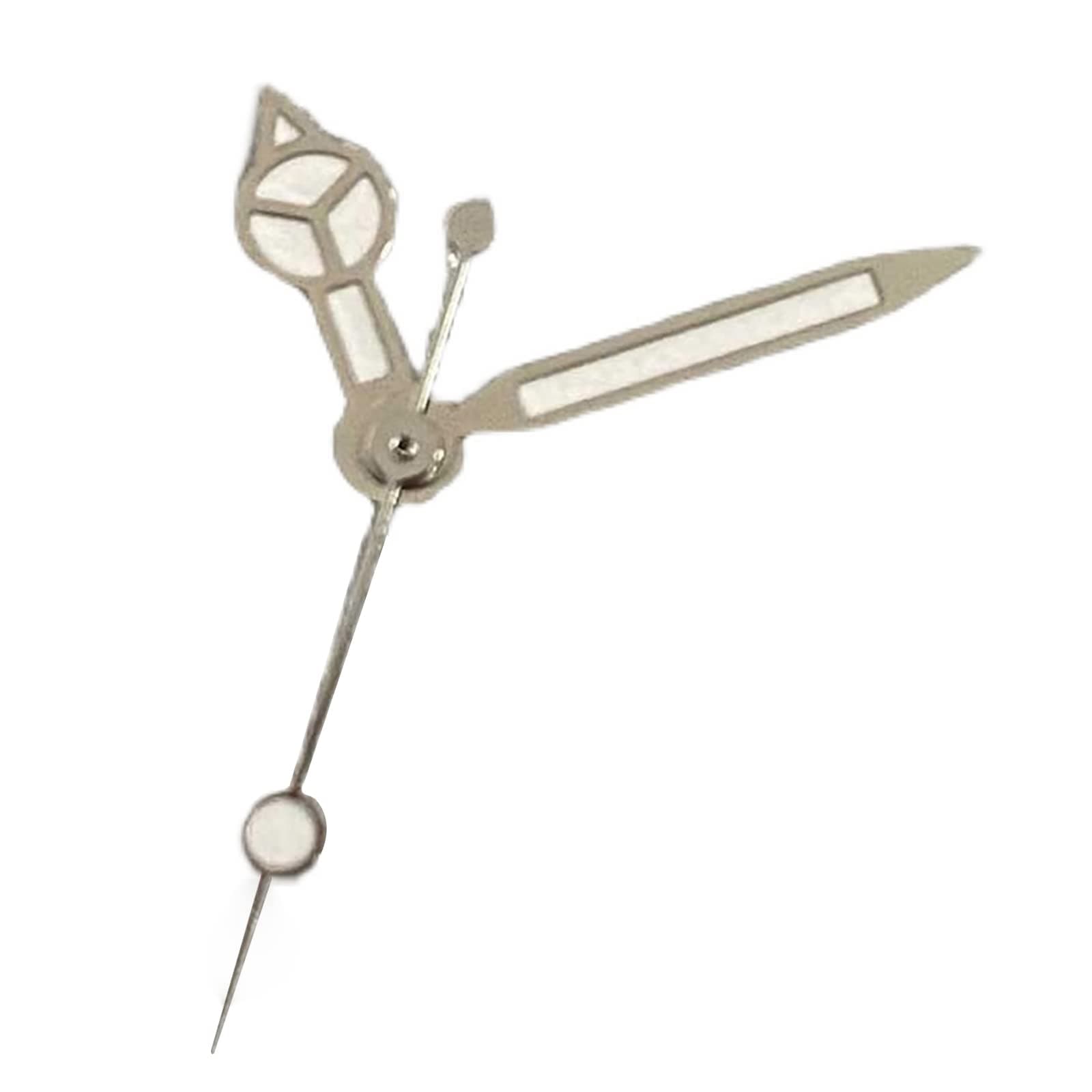 LICHIFIT Watch Hands Silver Rim Three Pins Pointer Hand with Green Luminous for NH35/36/4R/7S Movement Repair Parts