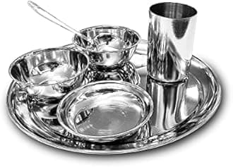 Shri & Sam Stainless Steel Shagun Solid Dinner Set (6 Pcs)