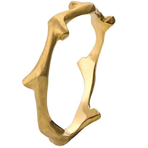 Solid 18K Yellow Gold Twig Textured Wedding Band Set His and Hers Wood Bark Ring 2mm Wide