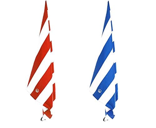 ONEONEONE Modern Chic Microfiber Stripe Beach & Travel Towel,Size XXL (80x35), Vivid Colors, Lightweight, Compact, Super Absorbent, Dries Fast, Handy Carry Bag! (Amalfi Red)