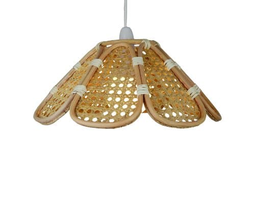 Lighting Web Company 8 Panel Rattan Beige Shade with Brown Cane Weave