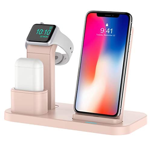 Conido Adjustable Wireless Charger for iPhone, 3 in 1 Charging Stand for Apple Watch AirPods Charging Station Stock Holder Compatible iPhone 11/PRO/XR/X/8 Plus/8（Not fit iWatch 5