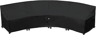 Curved Patio Furniture Cover for Outdoor Sectional Sofa, 190"(128") Reinforced Waterproof 600D Patio Couch Covers, Lawn Outside Garden Furniture Winter Protector-Midnight Black