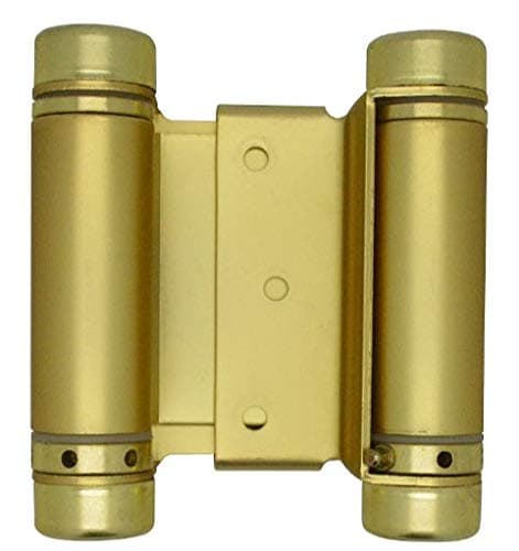 3" Double Action Spring Hinge for Saloon Cafe Doors | In & Out Doorway Swing, Commercial Grade Heavy Duty Double Swing Hinge (Polished Brass)