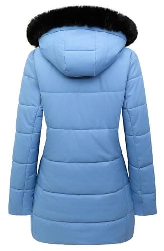 MOERDENG Women's Winter Puffer Coat Thicken Fleece Lined Down Jacket Waterproof Faux Fur Detachable Hooded Parka