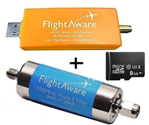 PiAware MicroSD +Pro Stick USB ADS-B Receiver + 1090MHz Band-Pass Filter frm FlightAware - Track Planes Live Near You!