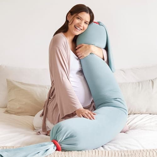 bbhugme Adjustable Pregnancy Pillow – Full Body Support for Side Sleeping - Adjustable Firmness and Shape - Supports Back, Legs, Belly, Hips for Pregnant Women - Removable Cover - Eucalyptus