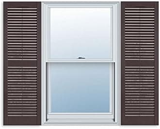 Exterior Solutions Standard Louver Exterior Vinyl Shutter, Sienna Brown (Pair), 15 Inch x 47 Inch