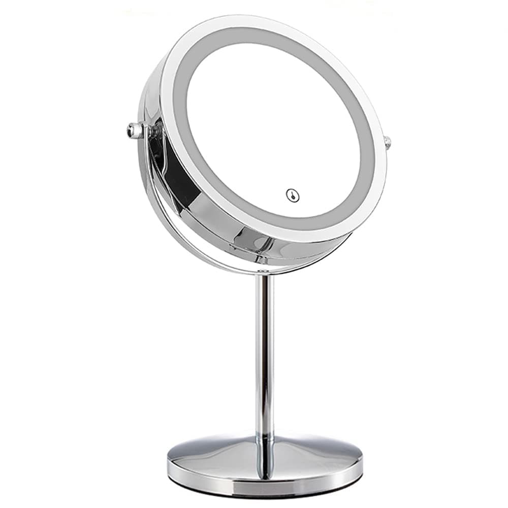 Lighted Magnifying Mirrors,1x / 5x Magnification Eye Make up Mirror With Light ,Touch Screen Adjustable LED Light Swivel 7 inch Portable Cosmetic Magnify Mirror for Vanity Makeup Home Salon Travel Use