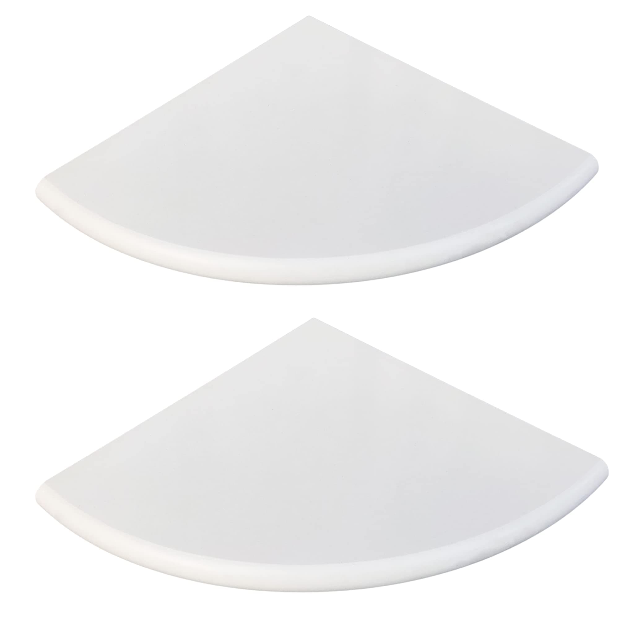 2 Pcs White Marble Corner Shower Shelf for Bathroom, 9'' x 9'' x 0.8'' Marble Corner Shelves for Bathroom Wall Mounted Both Side Polished