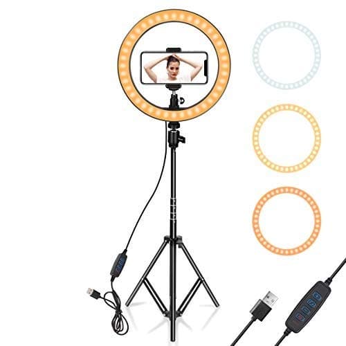 Coku Selfie Ring Light with Tripod Stand for Live Stream-LED Ring Light with Phone Holder Dimmable Makeup Light with 3 Light Mode,10 Level Brightness for TIK tok YouTube Combo