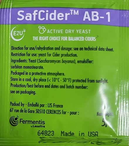 Safcider Dry Cider Yeast AB-1 5g - 3 Pack