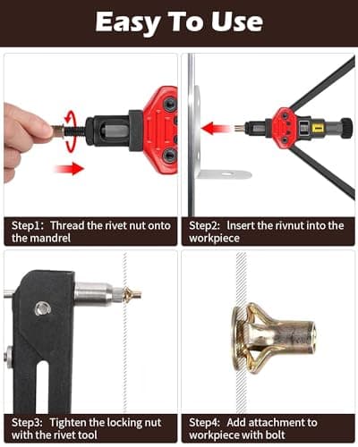 50 Pcs Multi Grip Rivet Nut Kit, 1/4-20 Rivet Nuts Carbon Steel Pre-Bulbed Shank Color-Zinc-Plated Flat Head Threaded Insert Nut