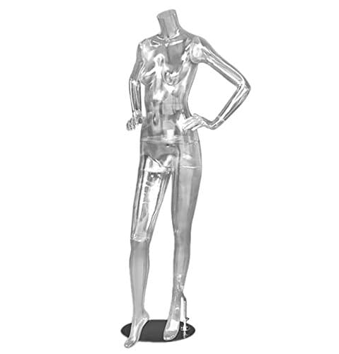 AMKO CLAIR2 Clear Base Female Mannequin, Both Hands On Hips, 66 3/4" Height