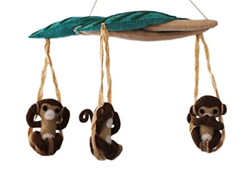 Silk Road Bazaar See, Speak, Hear No Evil Monkey Mobile