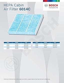 BOSCH 6014C HEPA Cabin Air Filter - Compatible With Select Nissan Frontier, Pathfinder, Xterra; Suzuki Equator