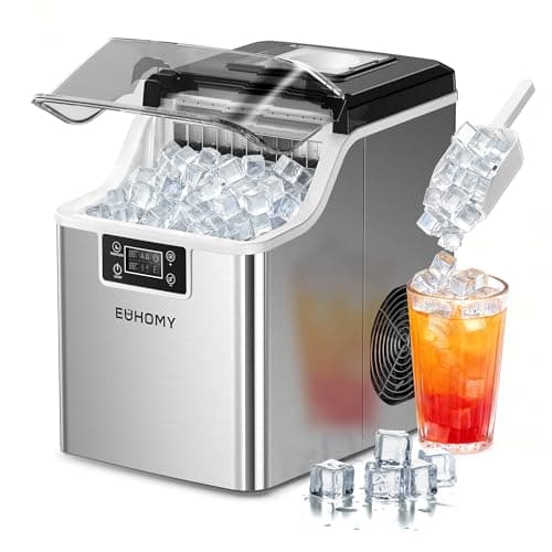 Euhomy Ice Maker Machine Countertop, 2 Ways to Add Water,45Lbs/Day 24 Ready Pieces in 13 Mins, Self-Cleaning Portable Compact Ice Cube Maker with Ice Scoop & Basket, Perfect for