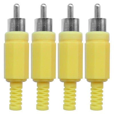 RCA Phono Audio Visual AV Male Plug Solder Cable Connector Yellow x 4