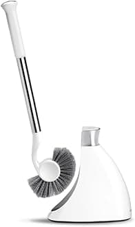 Toilet Brush with Caddy, Stainless Steel, White