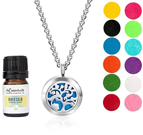 Wild Essentials Arbol Tree of Life 2 Essential Oil Diffuser Necklace Gift Set - Includes Aromatherapy Pendant, 24" Stainless Steel Chain, Refill Pads and 1 Bottle of Inner Calm 100% Essential Oil